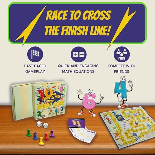 Point Action – Fast-Paced Math Dice Board Game – Add, Subtract & Race to Win – Fun Educational Family Game - Image 4