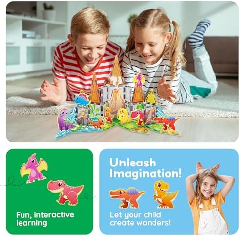 PicassoTiles Dinosaur Magnetic Tiles, STEM Building Blocks Toy Set Ages 3+ - Image 5