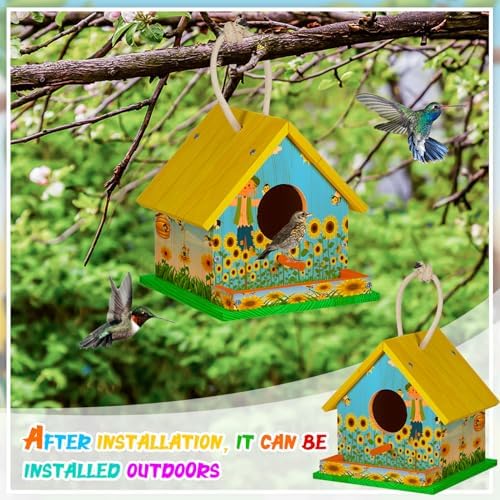 Liliful 6 Sets Wooden DIY Birdhouse Kit for Kids to Build & Paint - Image 7