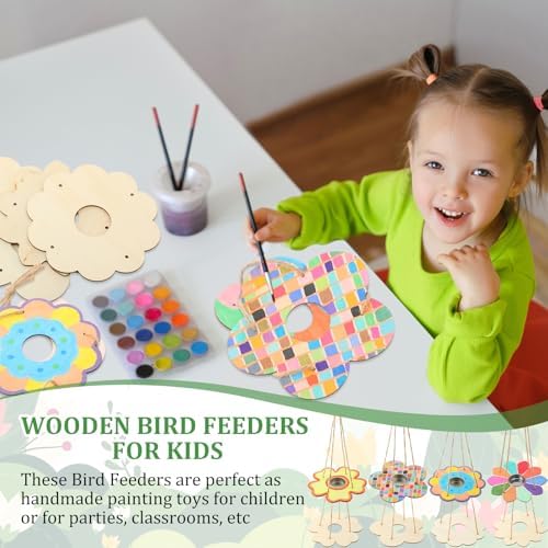 DoubleFill 48 Pack Bird Feeder Craft Kits for Kids Ages 3-8 Bird Feeder Craft Kits with Stainless Steel Bowls DIY Kids Crafts Wooden Art Painting Outdoor Bulk Toys for Children VBS Crafts - Image 5
