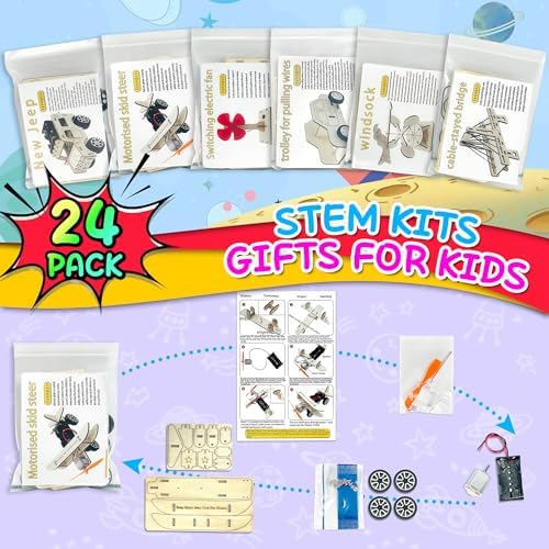 kortes 24Pack STEM Kits for Kids Classroom, Science Building Project Craft for Ages 8 9 10 11 12, 3D Wooden Model Kit, STEM Toys for Boys Girls Birthday Gifts Party Favors School Exchange Gifts - Image 2