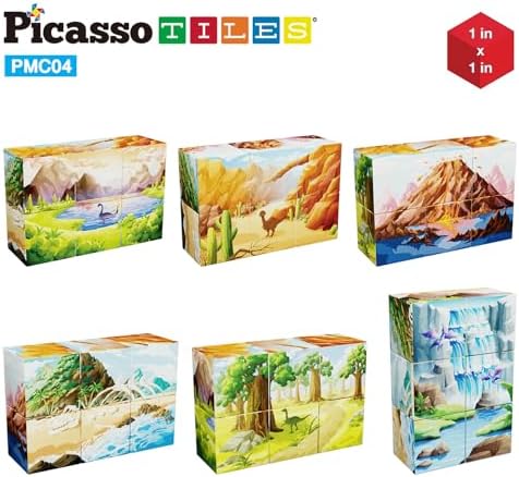 PicassoTiles Magnet Cube Prehistoric World Themed Mix and Match Building Block Construction Toy with 4 Magnetic Cubed Dinosaur Character Action Figures STEM Education Sensory Pretend Play Age 3+ PMC04 - Image 5