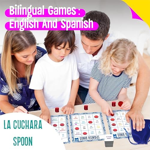 SpriteGru Spanish Bingo Game, 25 Bingo Board Spanish & English Vocabulary Word Game Bilingual Educational Toys for Language Learning - Ages 5 and up (Up to 25 Players) - Image 5
