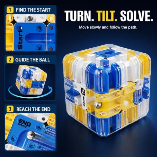 3D Rolling Ball Maze Cube Puzzle, 8.5 cm Large Handheld Brain Teaser, Labyrinth Puzzle Game for Teens and Adults - Image 2