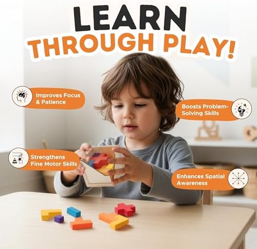 Zen Fun Wooden Brain Teaser Puzzle Cube - Montessori Toy Colorful Cube Puzzle for Kids Ages 5-7 and Easy Mind Puzzle for Adults - 20 Pieces - Image 3