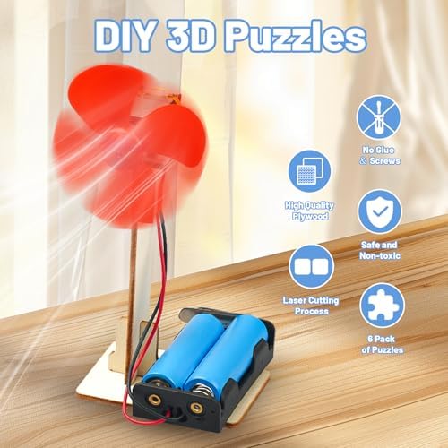 6 STEM Science Kits for Kids Age 8-12, Classroom Electric Fan Circuit Kit - Image 2