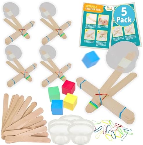 Catapult Kit for Kids, 5-Pack - Mini Catapult Toys STEM Craft, Ages 8+ by STEMInventions