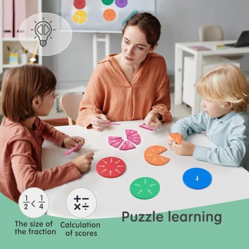 4 Pack Magnetic Fraction Circles 204 pcs Fraction Bars Set - Image 5