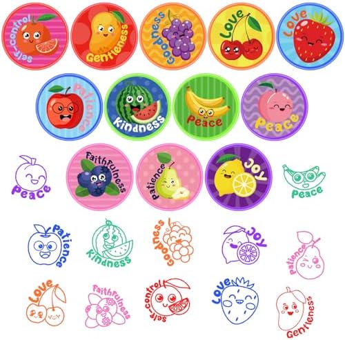 Cinrobiye 24 Pcs Fruit of the Spirit Stampers Party Favor Set, Cute Bible Learning Stamps for Kids Sunday School, Church Classroom Rewards, Faith Based Gifts, Goody Bag Fillers - Image 3