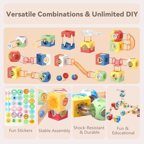 130 PCS Marble Run Building Blocks, STEM Educational Marble Maze Toy, DIY Rolling Ball Race Track Game, Safe Thick ABS Construction, Ideal Birthday for Boys Girls - Image 3