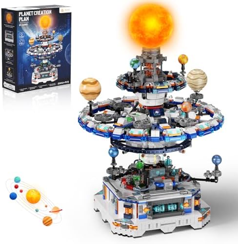 Rotating Solar System Building Set with LED Lights, 2900 PCS Collector's STEM Model Kit, 8 Orbiting Planets & Glowing Sun – Educational Gift for Adults, Kids 8+, Astronomy Enthusiasts by BUILDIFY