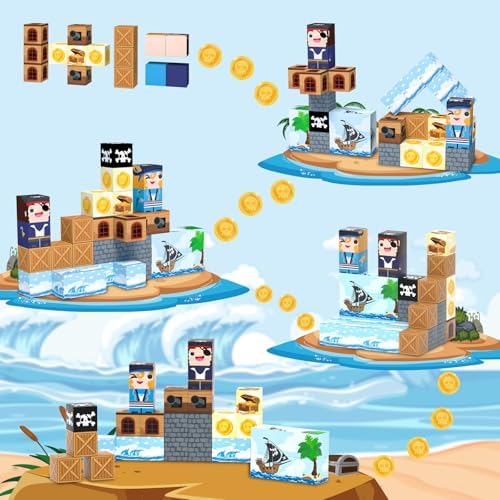 Bmag Magnetic Building Blocks Pirate-Themed Set 35 Pcs, Designed for STEM Education and Group Activity for Kids Aged 3+, Packaged with Storage Box as Gifts for Boys and Girls - Image 5