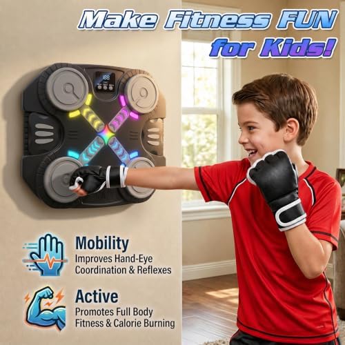 Music Boxing Machine for Kids, Smart Wall Mounted Wireless Punching Target - Image 6