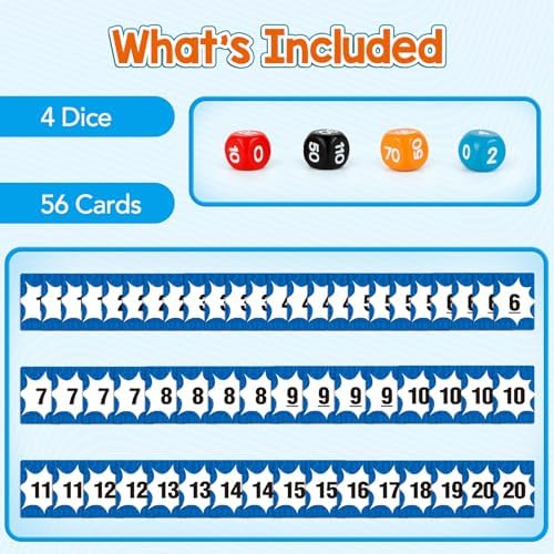 Aizweb Math Games for Kids - Addition, Subtraction, Multiplication, Division Flash Cards - Educational Learning Counting for Homeschool, Classroom, Travel - Indoor Outdoor Dice Family Game - Image 6