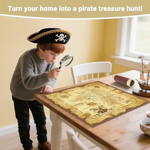 Retro Pirate Telescope Zoomable with Treasure Map 25x30 Spyglass Portable Collapsible Handheld Telescope Vintage Monocular for Kids & Survival Gear - Image 4