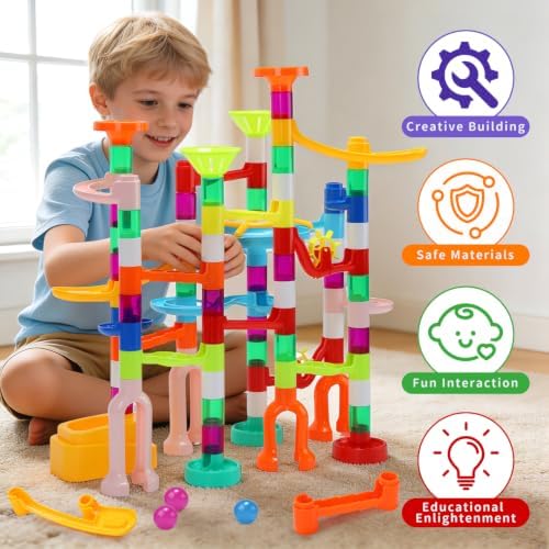 EagleStone 105PCS Marble Run Kit Marble Maze Construction Building Toy Set - Image 5