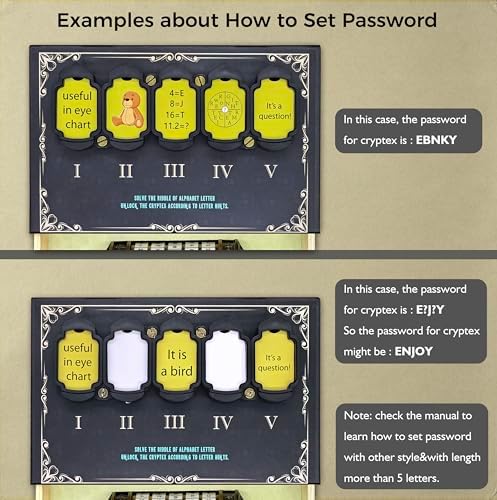 Da Vinci Code Mini Metal Cryptex Lock Puzzle Box – Vintage-Style Password Puzzle with 130 Riddle Cards, Educational Brain Teaser Toy for Kids, Teens & Adults, Gift for Birthday & Christmas - Image 5