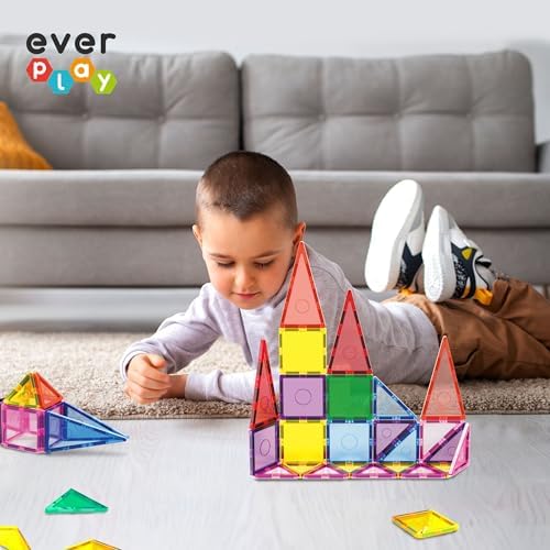 Magnetic Tile Building Blocks for Kids Construction Pretend Play STEM Educational Learning Preschool Toys Magnet Tiles Stacking Block Creative Playset Toddlers Boys Girls Ages 3 and up EB24 - Image 6