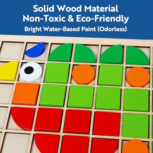 Wooden 120 Pcs Pattern Blocks Geometric Shape Toy Puzzle for Kids 3+ - Image 3
