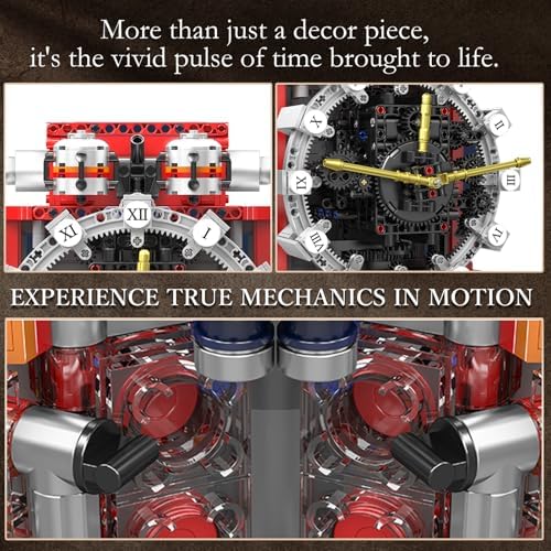 Sosuy Engine Clock Model Kit Mini Motor Building Blocks Set that can Runs - Image 3