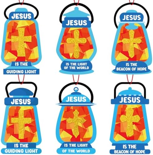 40PCS Sunday School VBS Crafts Bulk: Paper Oil-Lamp Nativity Suncatchers,Jesus Religious Christian Classroom Camping Activity DIY Kits Gifts Church Decorations,Window Stained Glass Effect Art Supplies by Renbuzhu