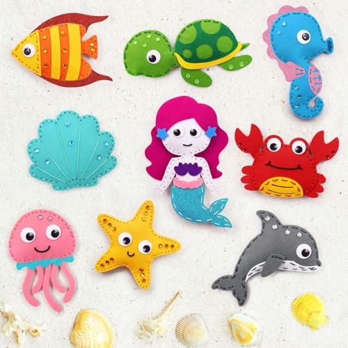 CiyvoLyeen Sea Animals Sewing Kit for Ages 8-12 Felt Sewing Craft 12Pcs - Image 2