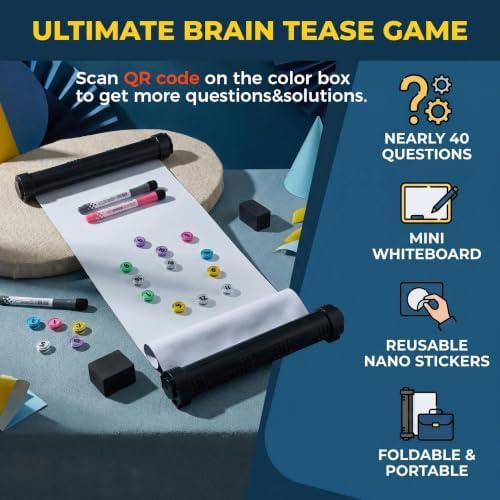 Roll-Up Mini Whiteboard - Uncross Challenge Puzzle Game, Magnetic Markers & Blocks, Reusable Portable IQ Training Toy for Adults, Party Travel, Multi-Surface Nano Adhesive Whiteboard - Image 2