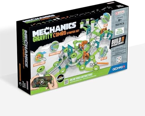 Geomag Gravity Classic Mechanics Magnetic Toys for Kids Ages 8+, 153pc Educational STEM Magnets for Kids - Swiss-Made Magnetic Blocks, Tiles and Building Toys from 100% Recycled Plastic by GeomagMagneticToy