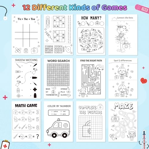 Bulk Medical Activity Books, 96Pcs Mini Game Coloring Book Set for Kids - Image 2
