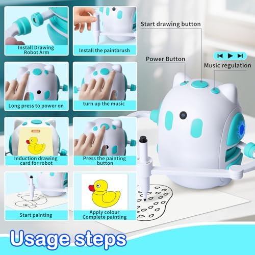 Drawing Robot for Kids 150 Educational Cards Smart Drawing Robot Voice Interactive Partner Montessori Painting Toy for Boys & Girls Ages 3-8 Perfect for Birthdays Christmas and Learning Fun - Image 5