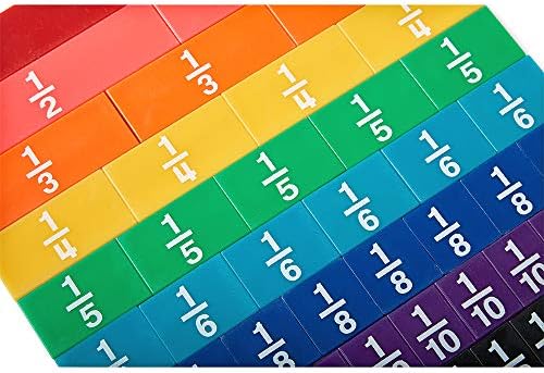 hand2mind Plastic Rainbow Fraction Tiles, Montessori Math Materials, Fraction Manipulatives, Unit Fraction, Fraction Bars Math Manipulatives, Fraction Games, Homeschool Supplies (15 Sets of 51 Pieces) - Image 4