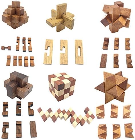 Guaishou 6-in-One 3D Luxury Wooden Brain Puzzle Teaser Kongming Lock for Teens and Adults Includes Storage Box - Image 4
