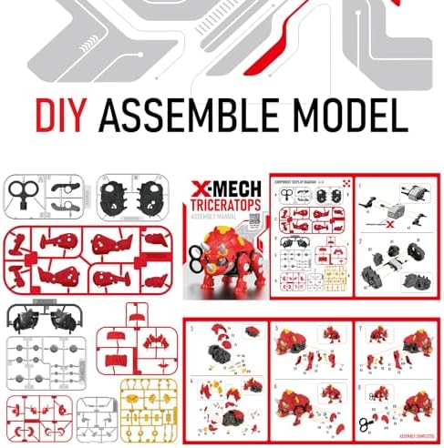 DINOBROS STEM Dinosaur Mechanical DIY Building Blocks Toy Triceratops 3D Puzzle Assembling Robot Wind Up Walking Dinosaurs Take Apart Toys for Kids X-MECH - Image 4
