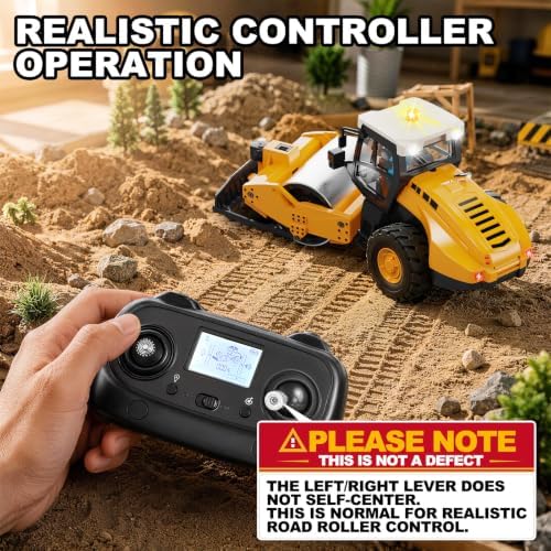 RC Road Roller 1:50 Remote Control Construction Vehicle with Metal Roller - Image 6