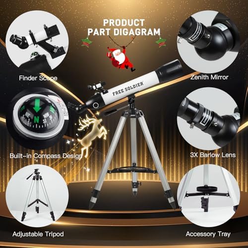 Telescopes for Adults High Powered, 700x90mm AZ Astronomical Professional Refractor Telescope for Beginners Astronomy with Advanced Eyepieces, Cool Astronomy for Christmas, White - Image 4
