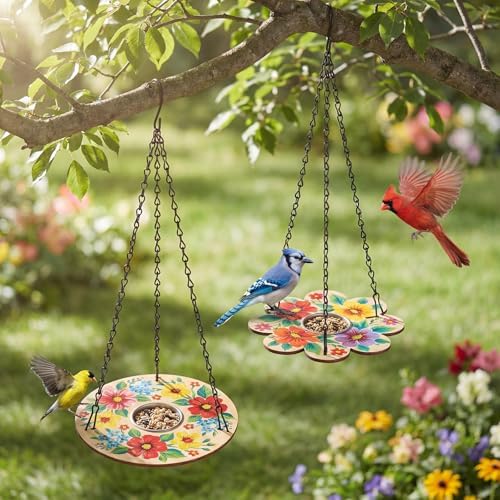 12 Pack Bird Feeder Craft Kits with Metal Chains for Fall, Flower,Round - Image 4