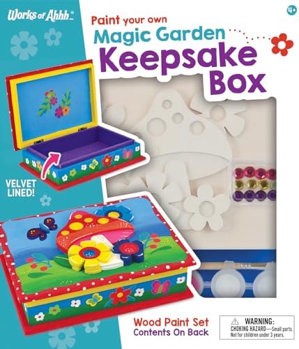 Masterpieces Craft Set - Magic Garden Keepsake Box Classic Wood Paint Kit by WorksofAhhh