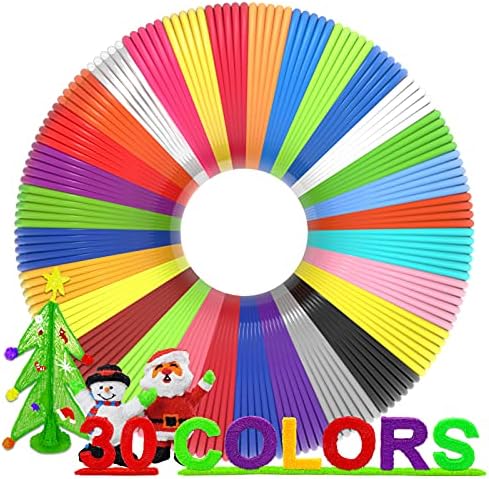 3D Pen Filament Refills 30 Colors, Bonus 250 Stencils eBooks - 3D Pen Filament PLA 1.75mm,Non-Toxic, Smooth Printing Refills by dikale