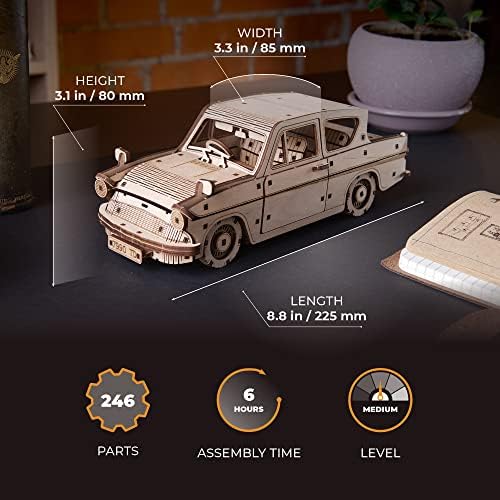 UGEARS Wooden 3D Puzzles for Adults - Flying Ford Anglia Harry Potter Puzzle 3D – Harry Potter Flying Car Building Kits for Adults DIY Model Kit with Spring Drive - Image 5