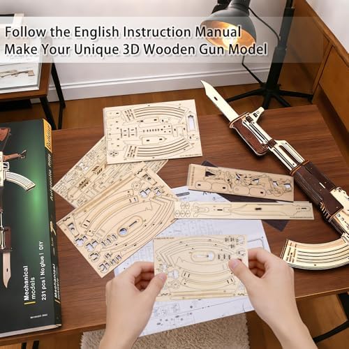 3D Wooden Puzzles for Adults,Wooden Toy for Adults,DIY Rubber Band Gun,Educational Brain Teaser,Best Educational Christmas Birthday Day Gift for Kids(Wooden Gun) - Image 3