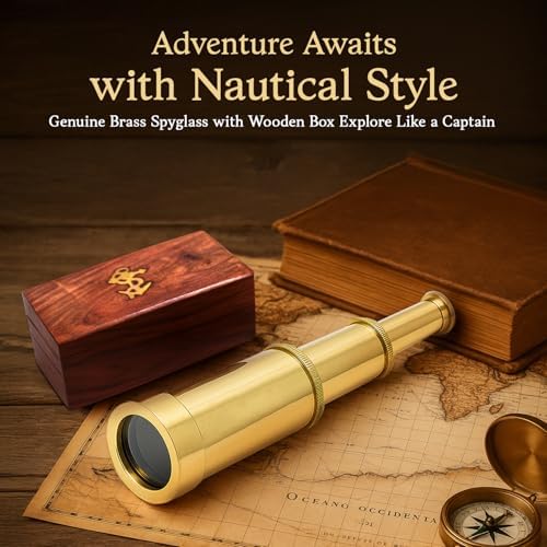 NauticalMart 6 Inch Brass Telescope with Wooden Box for Nautical Collectibles and Pirate Spyglass for Young and Adults, Ideal Decorative Piece for Home or Office (Pack of 2) - Image 2