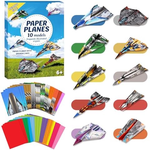 hapray 60 Sheets Paper Airplane Kit, Origami Paper Plane with Book & Video by hapray