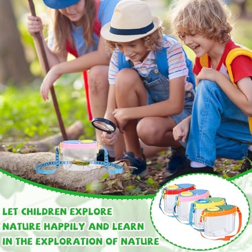 Halloscume 8 Pcs Bug Catcher for Kids Collector Toy Bug Habitat with Magnified Viewer, Insect Habitat, Outdoor Toys, Insect Box Magnifying Tools & Carry Strap - Educational Outdoor Adventure Gift - Image 5