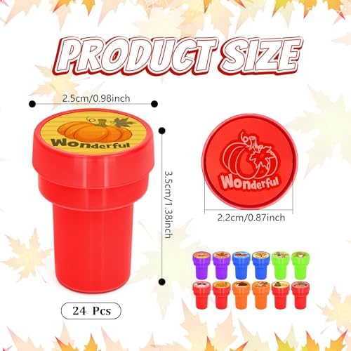 Cinrobiye 24 Pcs Fall Thanksgiving Stampers Party Favor Set, Cute Autumn Stamps for Kids Birthday Party, Classroom Rewards, Goodie Bag Fillers, Thanksgiving Party Supplies, Fall Classroom Activities - Image 2