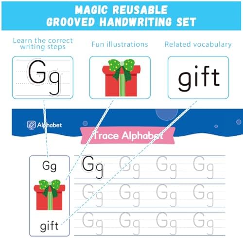 Magic Grooved Writing Practice, 8 Reusable Handwriting Books for Kids 3-8 - Image 4