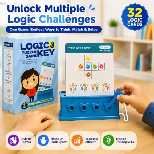 Xuoent Preschool Learning Activities for Kids Ages 3-8+, Educational Flash Card Puzzle Game with Matching Keys, Toddler Brain Teaser Montessori Toy for Fine Motor Skills(Level 3) - Image 4