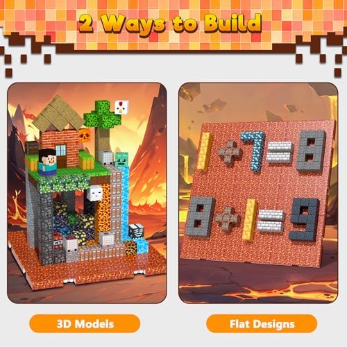 4PCS 4" x 4" Magnetic Building Block Base Plates for Kids, Strong Grip Magnetic Tiles Base Compatible with Most Popular Magnetic Blocks & Cubes, STEM Educational Toys for Boys Girls Ages 3+ (Lava) - Image 6