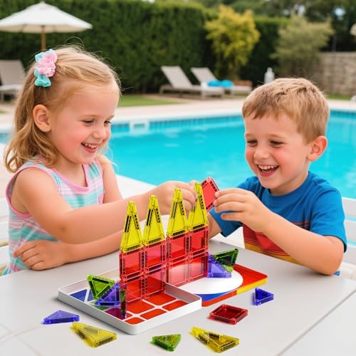WMXDU Mini Magnetic Tiles with Iron Case, Kid's Travel Essential - Image 3