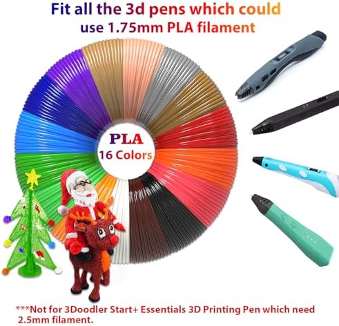 3D Pen Refills 1.75mm PLA Filament 640 Feet 16 Colors, Each Color 40ft, 250 Stencils eBooks, dikale 3D Pen Material - Image 3