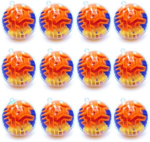 12 Pieces Maze Ball 3D Maze Puzzle Brain Teasers Games,Mini Gravity 3D Maze Ball Hard Challenges Game Lover,Training Labyrinth Toys Gifts for Students Teens Adults, Kids Educational Toy by Yomwet